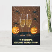 Schwester und Bruder im Gesetz Halloween Champagne Karte (Vorderseite)
