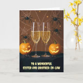 Schwester und Bruder im Gesetz Halloween Champagne Karte (Gelbe Blume)