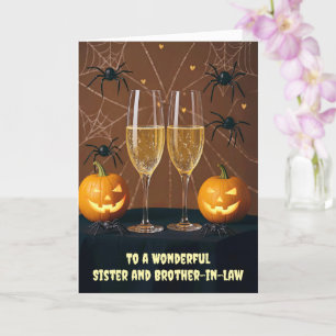 Schwester und Bruder im Gesetz Halloween Champagne Karte