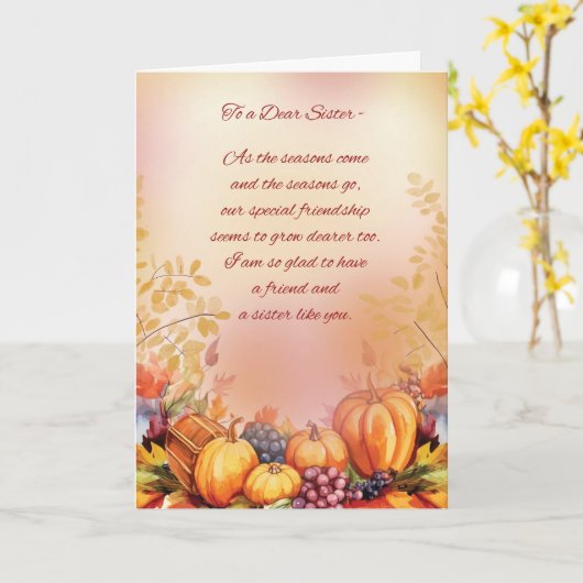 Schwester und Erntedank schätzen Karte (Gelbe Blume)