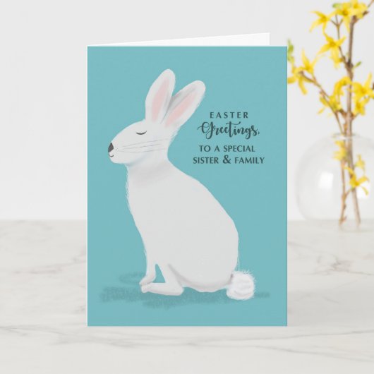 Schwester und Grüße aus dem Familienost Weißes Kan Karte (Gelbe Blume)