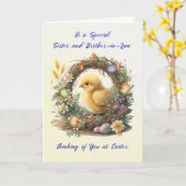 Schwester und Schwiegerbruder Easter Chick Grapevi Karte (Gelbe Blume)