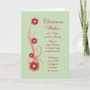 Schwester und Weihnachtscrolls und Blume Feiertagskarte