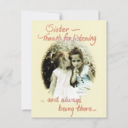 Schwester, vielen Dank für das Hören von Foto Mitteilungskarte (Vorderseite)
