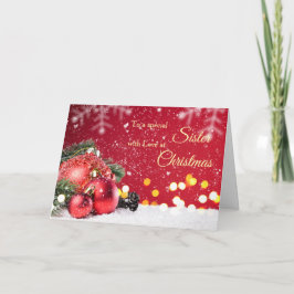 Schwester, Weihnachtsbaumholz, Fichte Feiertagskarte