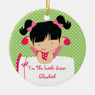 Schwester-Weihnachtsschmuck Süßes blondes Mädchen Keramikornament