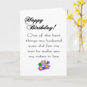 Schwester zum Geburtstag Karte (Gelbe Blume)