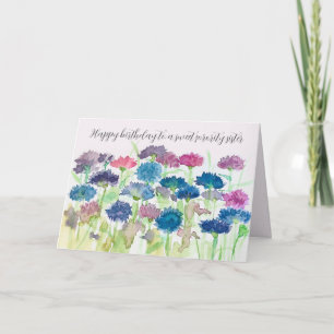 Schwester zum Geburtstag Kornblumen Aquarell Karte