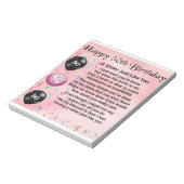 Schwestergedicht - 50. Geburtstagsdesign Notizblock (Rotiert)