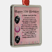 Schwestergedicht - 50. Geburtstagsdesign Silbernes Ornament (Rechts)