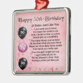 Schwestergedicht - 50. Geburtstagsdesign Silbernes Ornament (Links)
