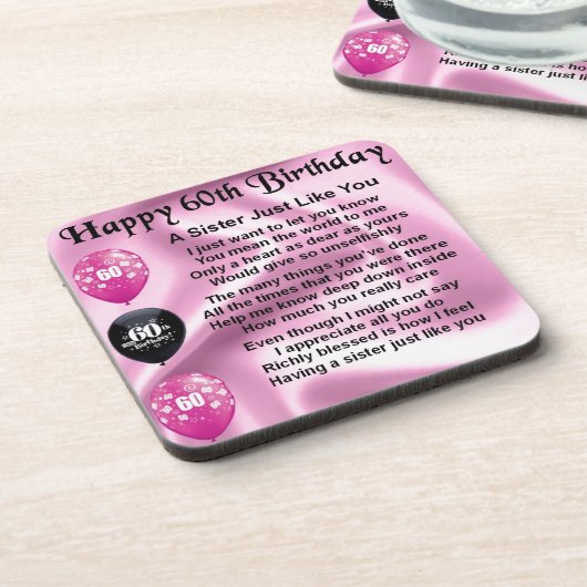 Schwestergedicht - 60. Geburtstag Untersetzer (Linke Seite)