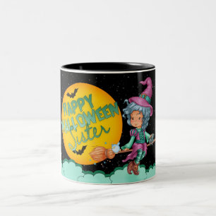 Schwesterhalloween-Tasse mit niedlicher kleiner Zweifarbige Tasse