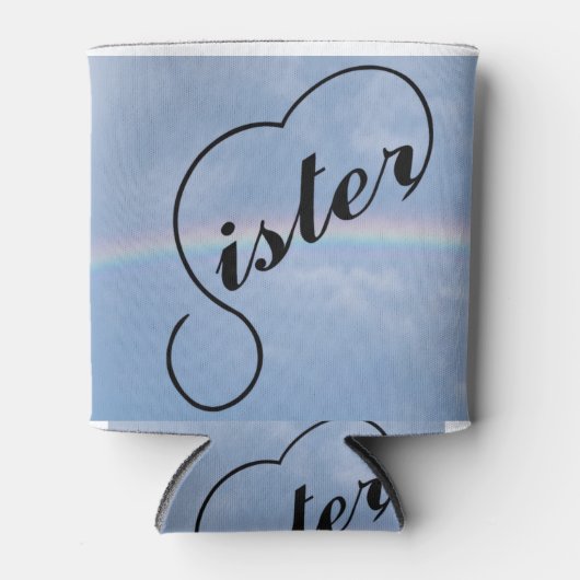 Schwesterherz und Regenbogen Dosenkühler (Vorderseite)