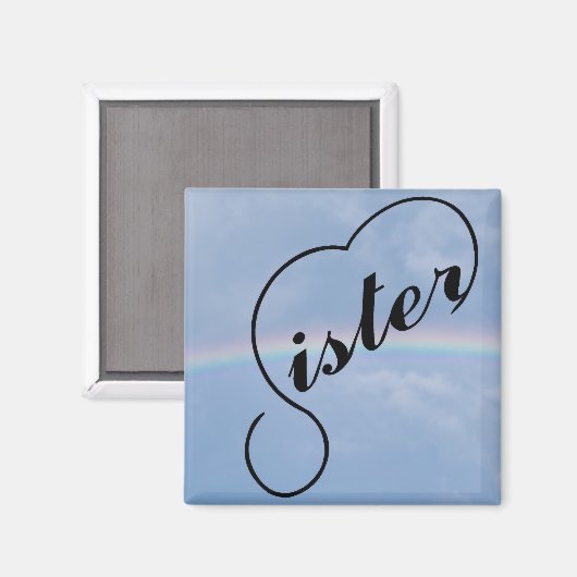 Schwesterherz und Regenbogen Magnet (Vorderseite/Rückseite)