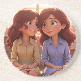 Schwesterliche Bindung – Illustration Schöner Schw Getränkeuntersetzer
