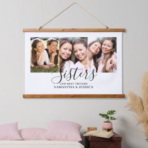 Schwestern 3 Foto Collage Holz Topped Wall Tapestr Wandteppich Mit Holzrahmen