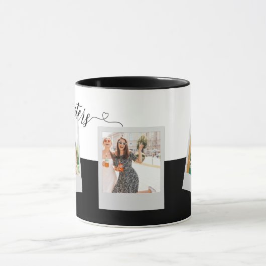 Schwestern 3 Foto Collage Script Elegantes Geschen Tasse (Zentrum)
