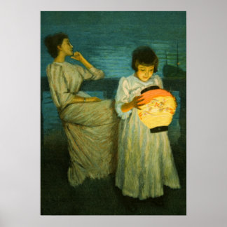 Schwestern Abend Laterne Sclittgen Vintage Art Mäd Poster