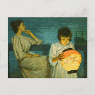 Schwestern Abend Laterne Sclittgen Vintage Art Mäd Postkarte