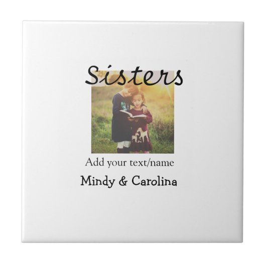 Schwestern besties BESTE FREUNDIN fügen Fotonamens Fliese (Vorderseite)
