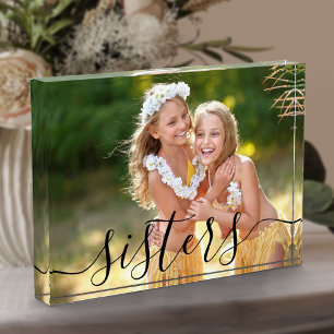 Schwestern Black Script Overlay Custom Fotoblock