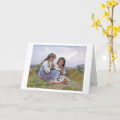 Schwestern, Bouguereau Karte (Gelbe Blume)