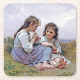 Schwestern, Bouguereau Rechteckiger Pappuntersetzer