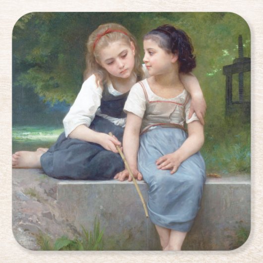 Schwestern, Bouguereau Rechteckiger Pappuntersetzer (Vorderseite)