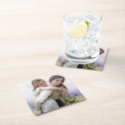 Schwestern, Bouguereau Rechteckiger Pappuntersetzer (Vor Ort)