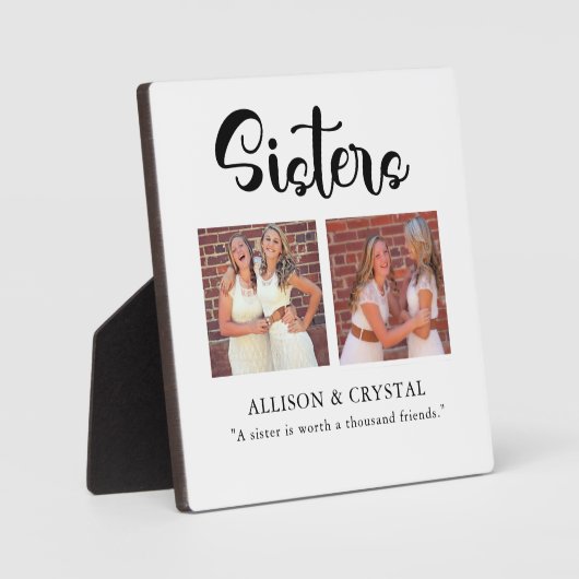 Schwestern Calligraphie 2 Foto Collage Zitat Gesch Fotoplatte (Vorderseite)