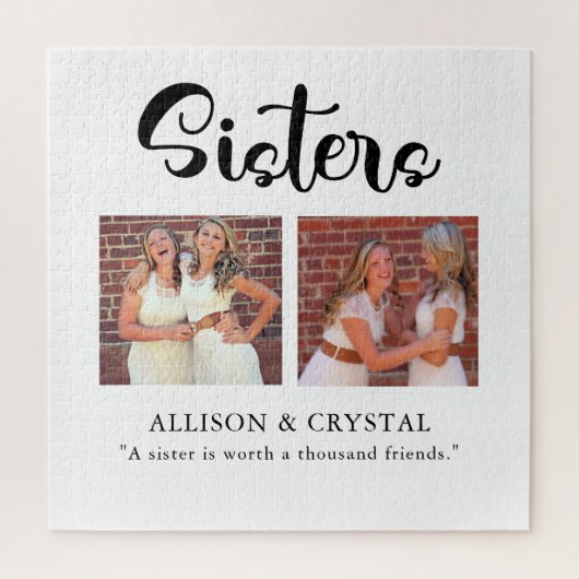 Schwestern Calligraphie 2 Foto Collage Zitat Gesch Puzzle (Vertikal)