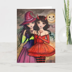 Schwestern der Halloween-Gothic-Fantasy-Kunst Karte