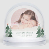 Schwestern Erste Weihnachtszeit Rustikale Bäume 2 Schneekugeln (Vorderseite)