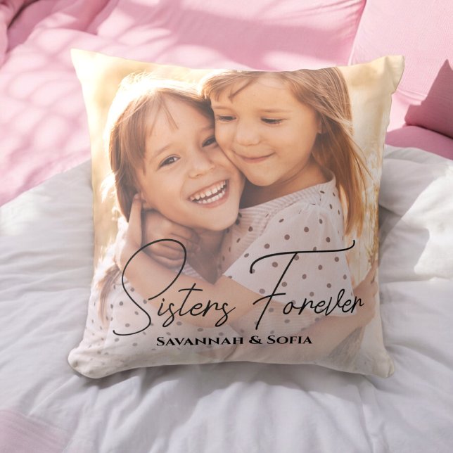 Schwestern Forever Foto Throw Kissen (sisters forever photo keepsake throw pillow )