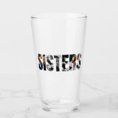 Schwestern-Foto-Collage Glas-Tasse Geschenk Glas (Vorderseite)