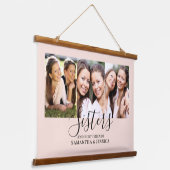 Schwestern Foto Collage Wood Topped Wall Tapestry Wandteppich Mit Holzrahmen (Gewinkelt)