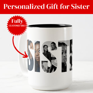 Schwestern-Foto-Collage Zweifarben-Tasse Geschenk Zweifarbige Tasse