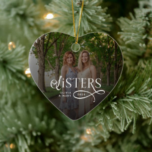 Schwestern-Foto personalisierte Namensgeschenke Keramik Ornament
