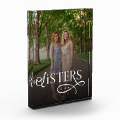 Schwestern-Foto personalisiertes Monogramm Fotoblock (Links)