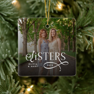 Schwestern-Foto personalisiertes Monogramm Keramikornament