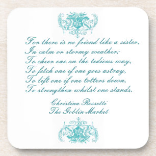 Schwestern-Gedicht von Christina Rosetti in blauer Getränkeuntersetzer