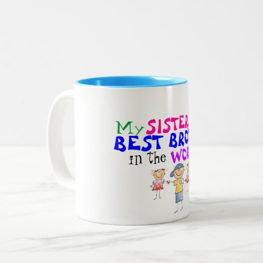 Schwestern haben beste Bruder-Tasse Zweifarbige Tasse (Vorderseite Links)