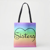 Schwestern Herz Regenbogen-Tasche Tasche (Vorderseite)