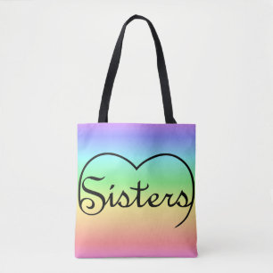 Schwestern Herz Regenbogen-Tasche Tasche
