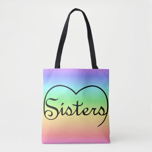 Schwestern Herz Regenbogen-Tasche Tasche (Vorderseite)