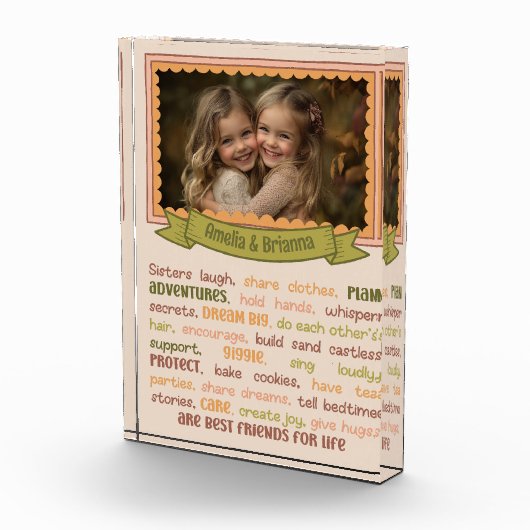 Schwestern Herzberührung & sentimental Foto Block (Rechts)