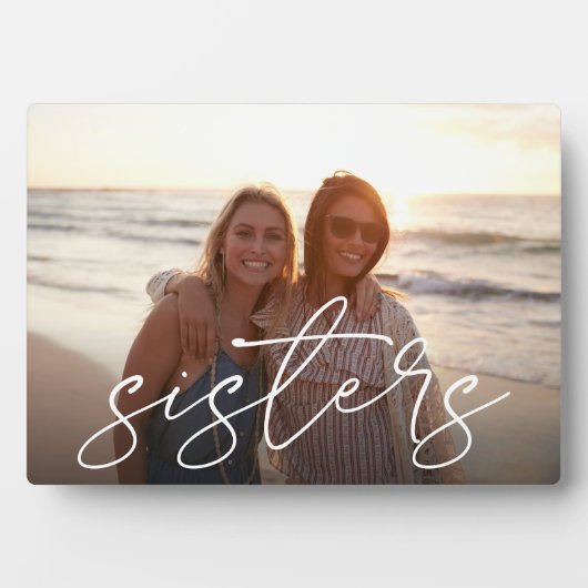 Schwestern | Horizontales Skriptüberlagertes Foto Fotoplatte (Vorderseite)