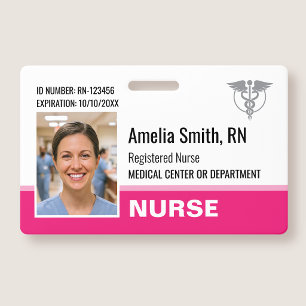 Schwestern-ID-Ausweis-Foto-Logo Moderne Rosa RN-Vo Ausweis
