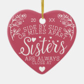 Schwestern im Herzen Foto Keepake Pink Keramik Ornament (Vorne)